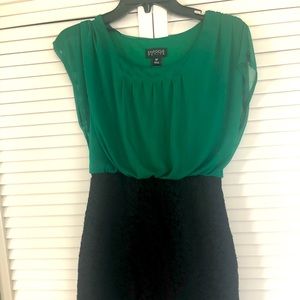 Elegant green and black party dress